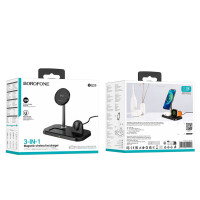 Бездротовий зарядний пристрій BOROFONE BQ29 Feliz 3-in-1 wireless fast charger Black (Цвет Черный) - фото № 5