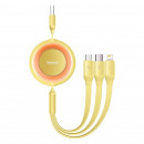 Кабель Baseus Bright Mirror 2 Series Retractable 3-in-1 Fast Charging  Data Cable USB to M+L+C 3.5A 1.1m yellow