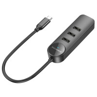 Адаптер Borofone DH5 Erudite 4-in-1 adapter(Type-C to USB3.0*4)(L=0.2M) (Колір 7073) - фото № 3