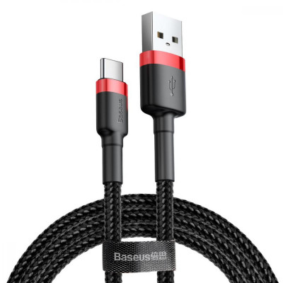Кабель Baseus Cafule Cable USB For Type-C 3A 1m Red+Black - зображення 1
