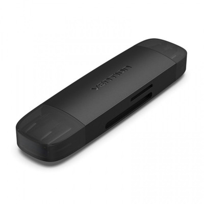 Картрідер Vention 2-in-1 USB 3.0 A+C Card Reader(SD+TF) Black Dual Drive Letter (CLKB0) - зображення 1