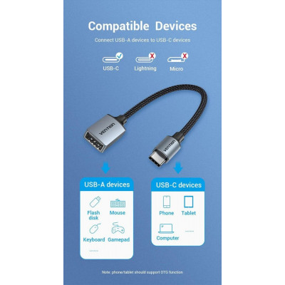 Адаптер Vention USB C - USB 2.0 Type-C OTG 0,15 м (CCWHB) - зображення 8