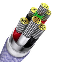 Кабель Baseus Flash Series Ⅱ One-for-three Fast Charging Data Cable USB to M+L+C 100W 1.2m Purple (Колір Фиолетовый) - фото № 6