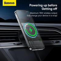 Автотримач для телефона з БЗП Baseus CW01 Magnetic Wireless Charging Car Mount Air Vent Version 15W Cluster Black (Колір Cluster Black) - фото № 6
