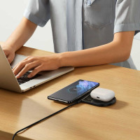 Бездротовий зарядний пристрій Baseus Digital LED Display 2in1 Wireless Charger 20W Black Universal version (Колір Черный) - фото № 5