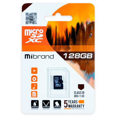 microSDXC (UHS-1 U3) Mibrand 128Gb class 10 (MICDHU3/128GB) - изображение 1
