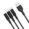 Кабель HOCO X25 USB to iP+Type-C+Micro 2A, 1m, PVC, PVC connectors, Black - изображение 4
