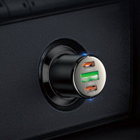 Автомобільний зарядний пристрій HOCO NZ6 PD45W 3-port(2C1A) car charger Black (Цвет Black) - фото № 8