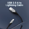 Кабель Vention USB 2.0 A — Lightning Cable, 1 м, тип серого алюминиевого сплава (LABHF) - изображение 2