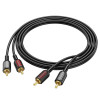 Аудiо-кабель BOROFONE BL13 2RCA red and white double lotus audio cable Black - изображение 4