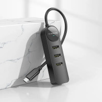 Адаптер Borofone DH5 Erudite 4-in-1 adapter(Type-C to USB3.0*4)(L=0.2M) (Колір 7073) - фото № 7