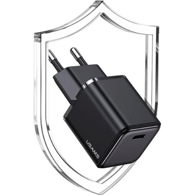 Мережевий зарядний пристрій Usams US-CC183 PD20W Single Port Fast Charger (EU)--X-ron Series Black - изображение 3