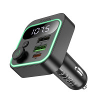 АЗП з FM-модулятором HOCO E85 Tiger PD20W+QC3.0 car BT FM transmitter Black (Цвет 7073) - фото № 5