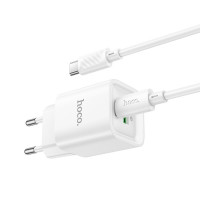 Мережевий зарядний пристрій HOCO C147A Charm PD20W+QC3.0 charger set (C to C)(EU) White (Цвет 7068) - фото № 5