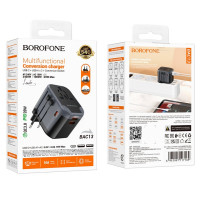 Мережевий зарядний пристрій BOROFONE BAC13 Leader 3-port PD20W(1C2A) universal conversion charger Black (Цвет 7073) - фото № 2