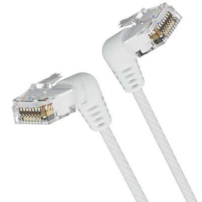 Кабель Vention Cat6A UTP Rotate Right Angle Ethernet Patch Cable 0.5M White Slim Type - зображення 1