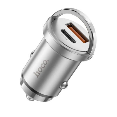 Автомобільний зарядний пристрій HOCO NZ10 Handy PD45W+QC3.0 car charger Silver - изображение 2