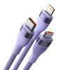 Кабель Baseus Flash Series Ⅱ One-for-three Fast Charging Data Cable USB to M+L+C 100W 1.2m Purple (Фиолетовый)- № 3