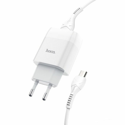 Мережевий зарядний пристрій HOCO C72A Glorious single port charger set(Micro) White - зображення 2