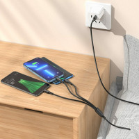 Кабель BOROFONE BX71 USB to iP+Type-C+Micro 2A, 1m, PVC, PVC connectors, Black (Цвет 7073) - фото № 3