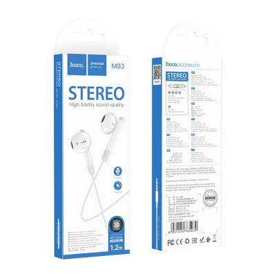 Навушники HOCO M93 wire control earphones with microphone White (6931474765239) - изображение 5