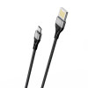 Кабель BOROFONE BU11 USB to Micro 2.4A, 1.2m, nylon, aluminum connectors, Black (7073)- № 2
