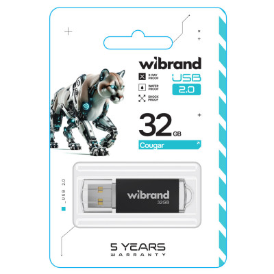 Flash Wibrand USB 2.0 Cougar 32Gb Black - изображение 2