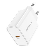 Мережевий зарядний пристрій BOROFONE BA57A Easy Speed single port PD20W charger White (Цвет 7068) - фото № 2