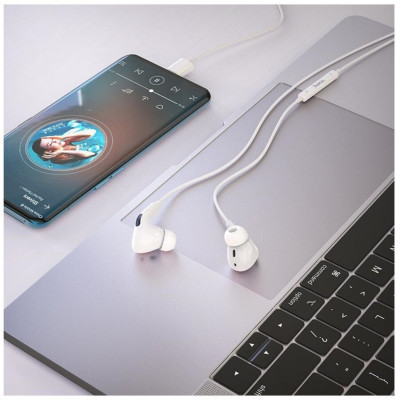 Навушники HOCO M101 Pro Crystal sound Type-C wire-controlled digital earphones with microphone White (6931474782403) - зображення 3