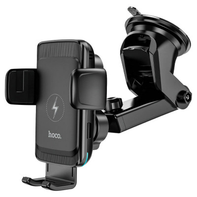Тримач для мобільного з БЗП HOCO S35 Smart alignment wireless charging car holder Black - изображение 2