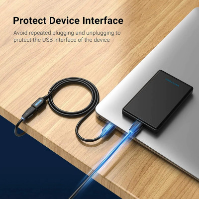 Кабель Vention USB 3.0 A Male to A Female Extension Cable 1M black PVC Type (CBHBF) - зображення 3
