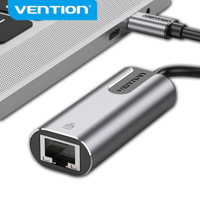 Адаптер Vention Адаптер USB-C к Gigabit Ethernet 0,15M, тип из серого алюминиевого сплава (CFNHB) - изображение 4