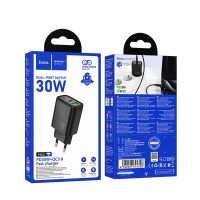 Мережевий зарядний пристрій HOCO N63 Gentle PD30W+QC3.0 charger (EU) Black (Цвет 7073) - фото № 2