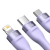 Кабель Baseus Flash Series Ⅱ One-for-three Fast Charging Data Cable USB to M+L+C 100W 1.2m Purple (Фиолетовый)- № 4