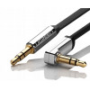 Аудіокабель UGREEN AV119 3.5mm Male to 3.5mm Male Straight to angle flat Cable 1m (Black)(UGR-10597) (7073)- № 2