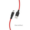 Кабель HOCO X21 Plus USB to Micro 2.4A, 1м, силикон, силиконовые разъемы, Черный+Красный (6931474711878) - изображение 4