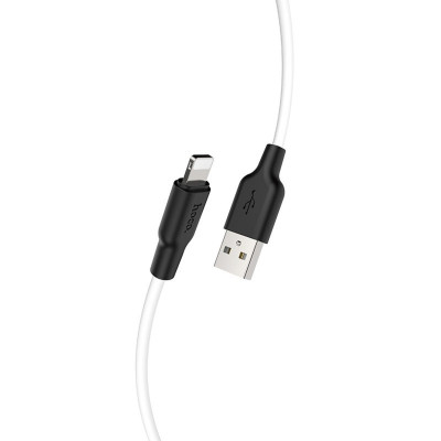 Кабель HOCO X21 Plus USB to iP 2.4A, 2m, silicone, silicone connectors, Black+White - зображення 1