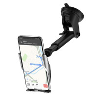 Автотримач для телефона з БЗП HOCO S14 Surpass automatic induction wireless charging car holder Silver (Колір Серебристый) - фото № 2