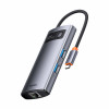 USB-хаб Baseus Metal Gleam Series 4-in-1 Multifunctional Type-C HUB Docking Station Gray （Type-C to USB3.0*3+RJ45*1） (Gray)- № 2