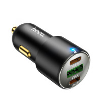 Автомобільний зарядний пристрій HOCO NZ6 PD45W 3-port(2C1A) car charger Black (Цвет Black) - фото № 5