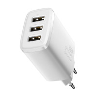 Мережевий зарядний пристрій Baseus Compact  Charger 3U 17W EU White (Колір Белый) - фото № 3