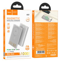 Зовнішній акумулятор HOCO Q22 Taurus 22.5W+PD20W magnetic fully compatible power bank with digital display(10000mAh) Gray (Колір Gray) - фото № 5
