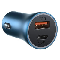 Автомобільний зарядний пристрій Baseus Golden Contactor Pro Dual Fast Charger Car Charger C+C 40W Blue  - фото № 4
