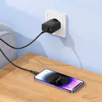 Мережевий зарядний пристрій BOROFONE BA97A Ilustre single-port PD30W charger with digital display set (C to iP) (EU) Black (Колір 7073) - фото № 8