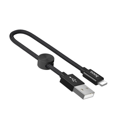 Кабель HOCO X35 USB to iP 2.4A, 0.25m, nylon, aluminum connectors, Black - изображение 1