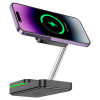 Бездротовий зарядний пристрій HOCO CQ10 Consuelo folding 3-in-1 wireless fast charger Black (Цвет 7073) - фото № 4