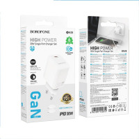 Мережевий зарядний пристрій BOROFONE BN28 Fuente single port PD30W charger set (C to C) (EU) White (Цвет Білий) - фото № 5