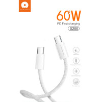 Кабель WUW-X200 Type-C to Type-C PD 60W white (Цвет Белый) - фото № 6