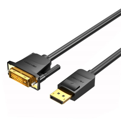 Кабель Vention DP to DVI Cable 1M Black (HAFBF) - зображення 1