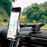 Автотримач для телефона з БЗП HOCO S14 Surpass automatic induction wireless charging car holder Silver (Колір Серебристый) - фото № 5